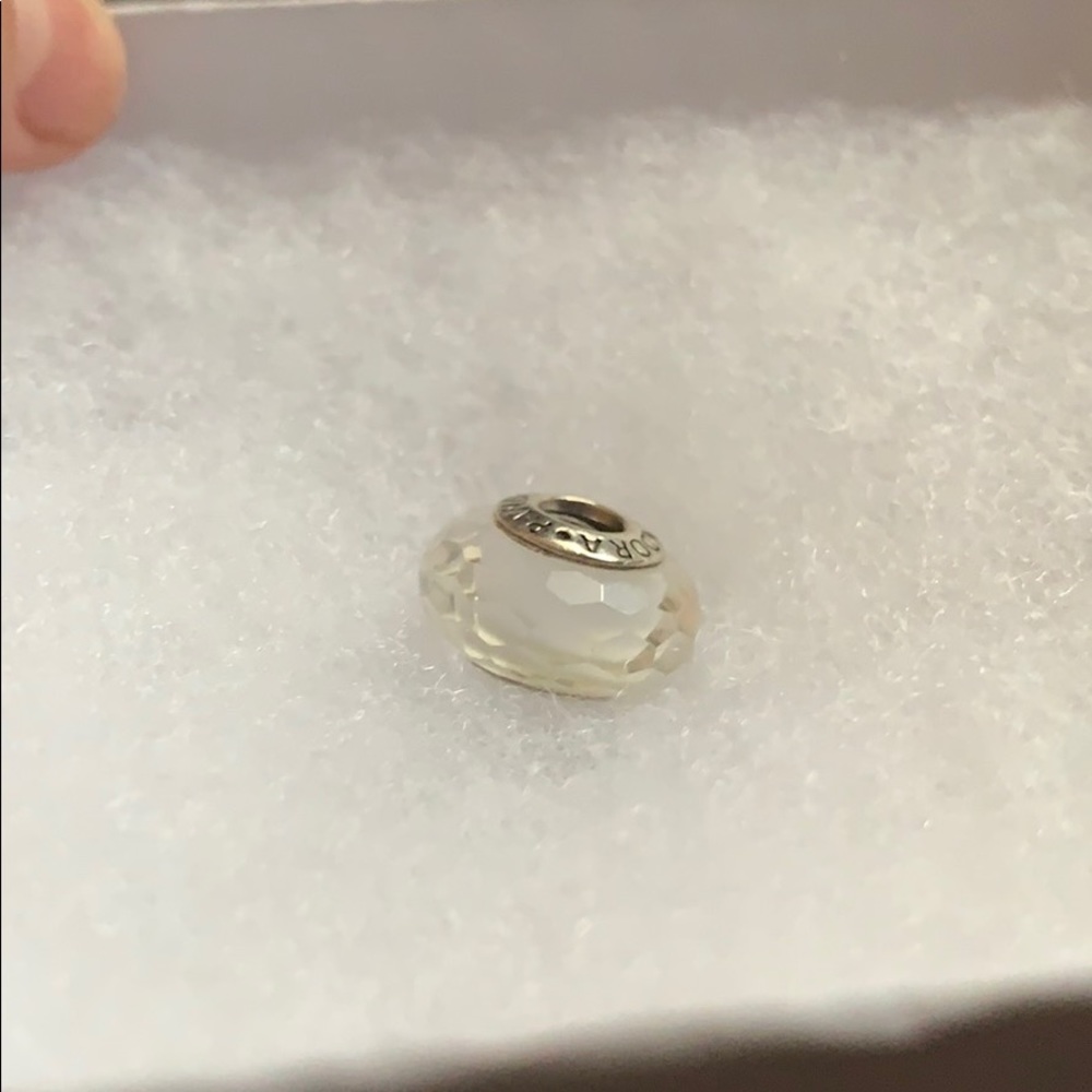 Pandora Clear/White Faceted Charm- Sterling Silver